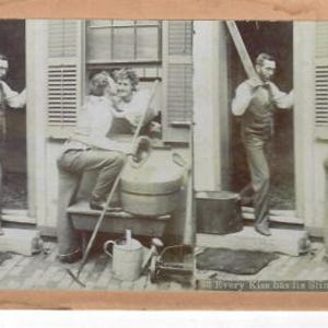 Antique Authentic 1800"s Stereoview Card Comedy Stealing a Kiss Free Shipping