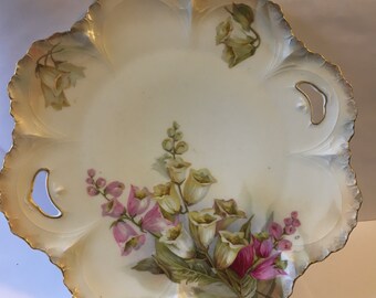 Antique R.S. Prussia (Red Mark)  w Handles *Lilly of the Valley  10&quot; Diameter * Free Shipping