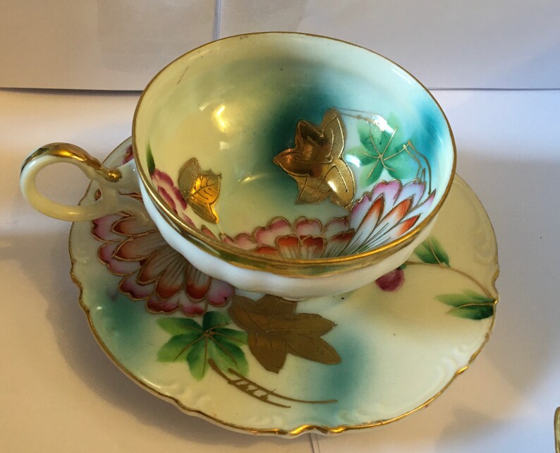 Vintage Hand Painted Occupied Japan Tea Cup and Saucer 19451952 Free Shipping Etsy