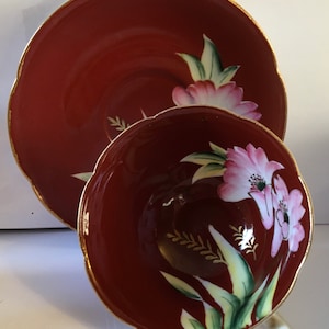 Vintage Hand Painted Occupied Japan Tea Cup and Saucer 1945-1952 FREE SHIPPING