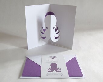 Pop-up Card // Octopus Purple // Creative Stationery, Everyday Gift Card, Birthday Card, Greeting Card, Decorative Card