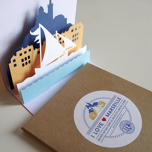 Pop-up Card - I Love Marseille - Creative Card Handmade, Limited Edition, Greetings Card, Invitation, Decorative Card