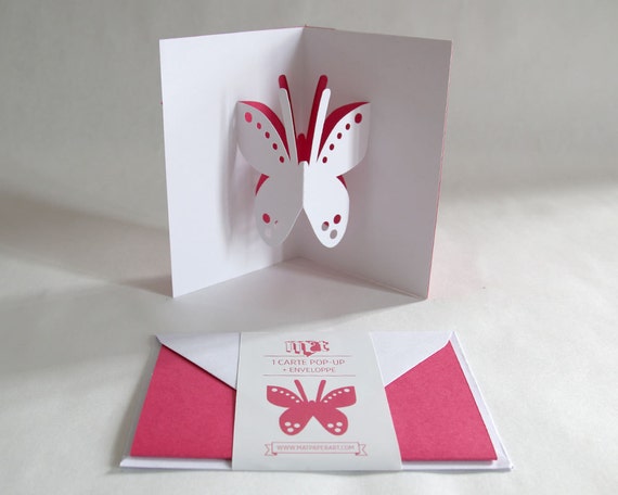 Carte Pop Up Papillon Rose Carte Papeterie Originale Etsy