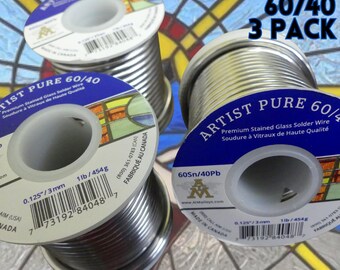 AIM ARTIST PURE 60/40 Stained Glass Solder - (3 pack) - premium high quality solder for D.I.Y., beginners & advanced solder for crafters -