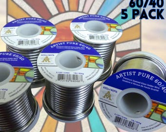 AIM ARTIST PURE 60/40 Stained Glass Solder - (5 Pack) - premium high quality solder for D.I.Y., beginners & advanced solder for crafters -