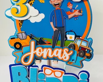 Orange & Blue Party Cake Topper – Fun Kids Birthday Decoration