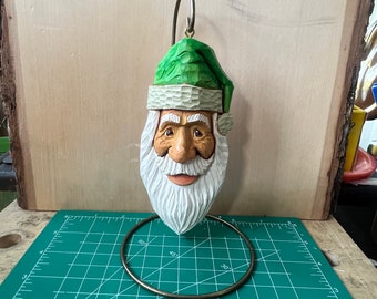 Hand Carved Santa Ornament Woodcarving