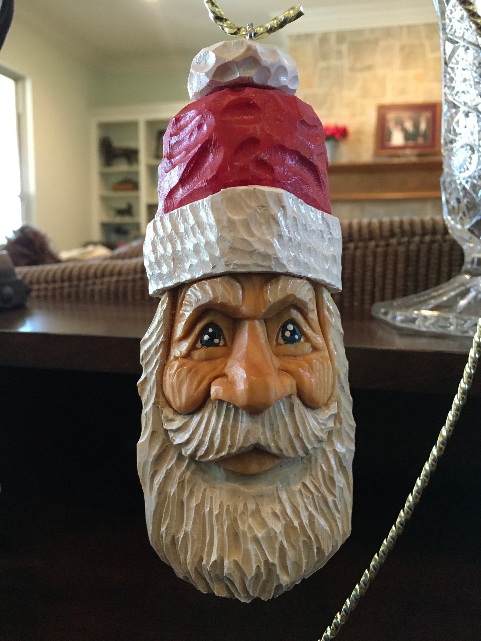 Hand carved Santa ornament wood carving Etsy