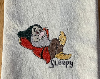 Sleepy, Seven Dwarfs kitchen towel, dish towel
