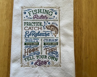 Fishing Rules kitchen towel, dish towel