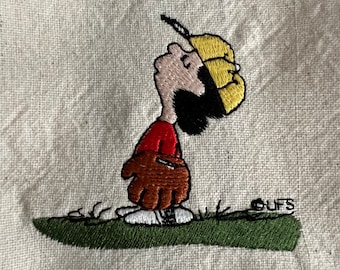 Embroidered Lucy Peanuts Kitchen Towel, Vintage Design