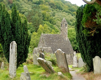 Cemetery - Saint Kevin's Church - Gleann Dá Loch - Glendalough - County Wicklow - Republic of Ireland - Ireland - Photo - Print