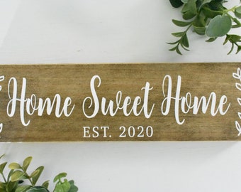 Home Sweet Home Wood Sign, Established Date Sign, Personalized Sign, Farmhouse Style Decor