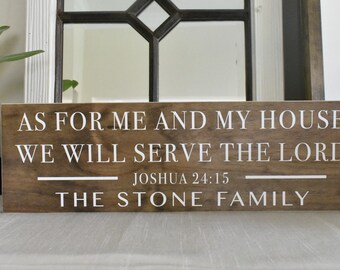 Personalized Joshua 24:15 Wood Sign - Family Name Sign