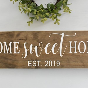 Plaque en bois personnalisée Home Sweet Home - Date de création