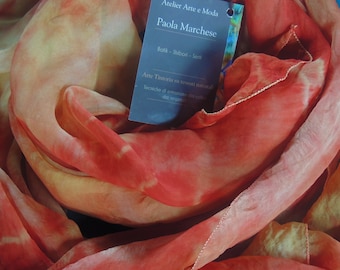 Natural silk scarf, painted with dry-cleaning herbs