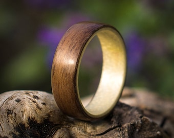 Mens wood wedding ring, Rosewood and maple bentwood ring, Womens wood ring, Wood rings, Bentwood ring, Wood wedding ring, Handmade wood ring