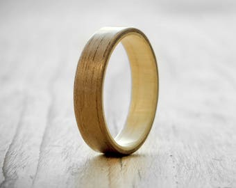 Mens wood ring, Walnut and maple bentwood ring, Womens wood ring,  Bentwood ring, Wood ring, Wood wedding ring, Handmade wood ring