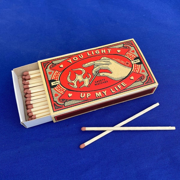 Luxury 'You Light Up My Life' Extra Long Safety Matches Matchbox - Gift For Him Her Wedding Anniversary Valentines Birthday Father’s Day