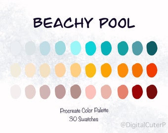 Digital Color Palette | Procreate Color Palette | Beach Color Palette | Blue Color Palette | Sand Color Palette