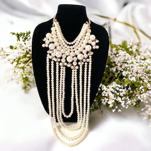 Multi strand pearl necklace costume jewelry sales