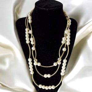 Multi strand gold pearl necklace, Gold and Pearl Necklace set