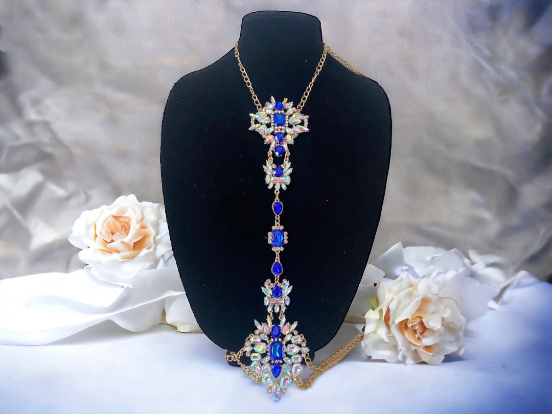 Blue Rhinestone Body Chain: Statement Tassel Body Jewelry - Etsy
