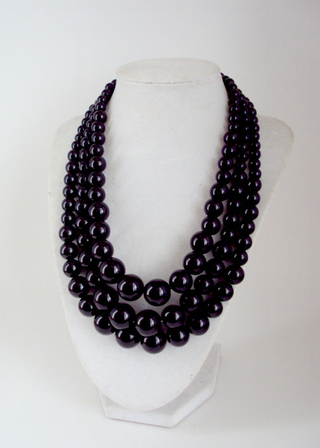 【BLACKPURPLE】Petit B Pearl Layered Necklace Chunky Black Pearl Necklace, Black Pearl Necklace, Multi