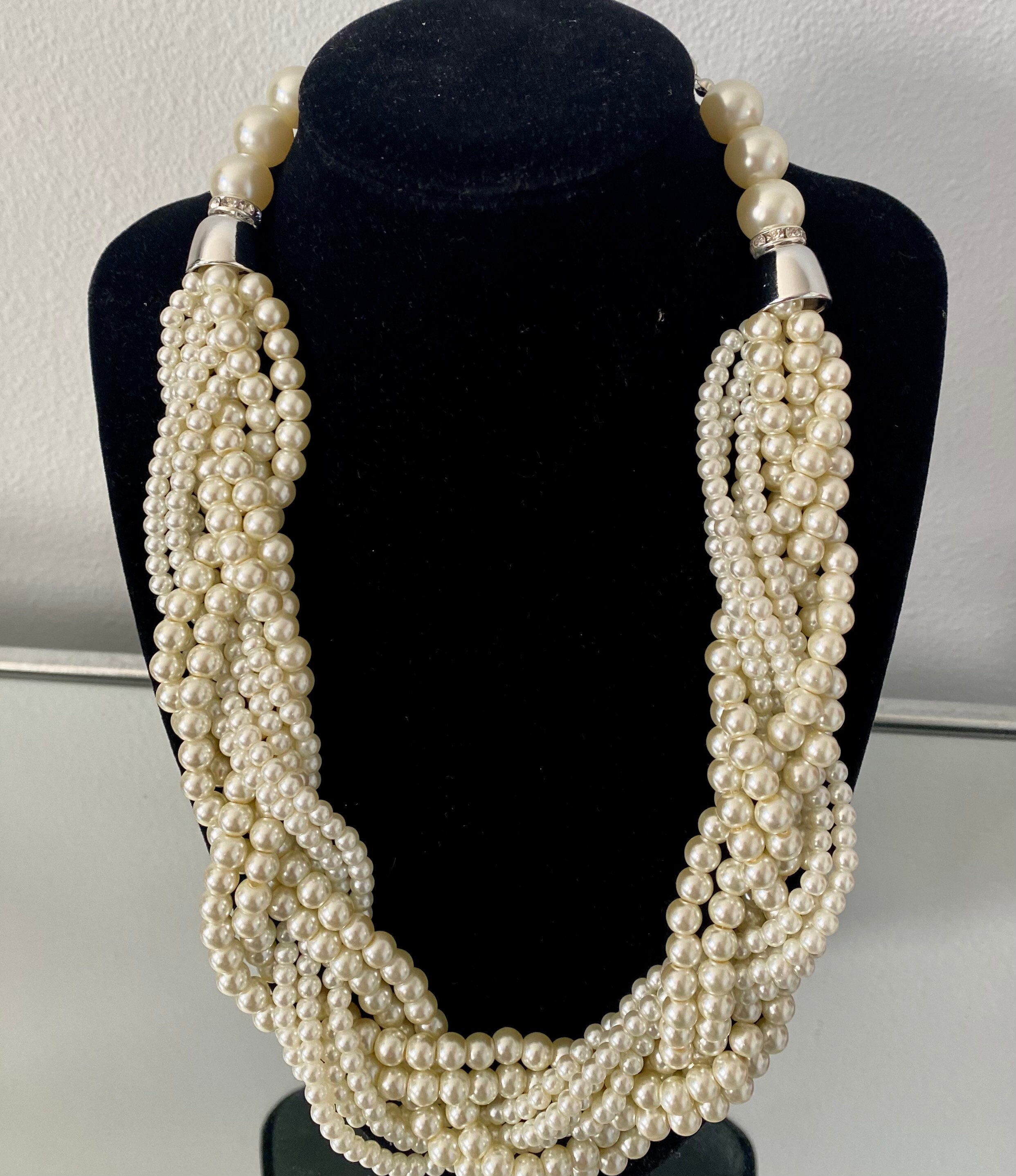Cream Pearl Bib Necklace Set main image 1