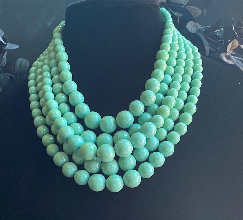 Chunky Multi Strand White Pearl Necklace Multi Layer Pearl Etsy