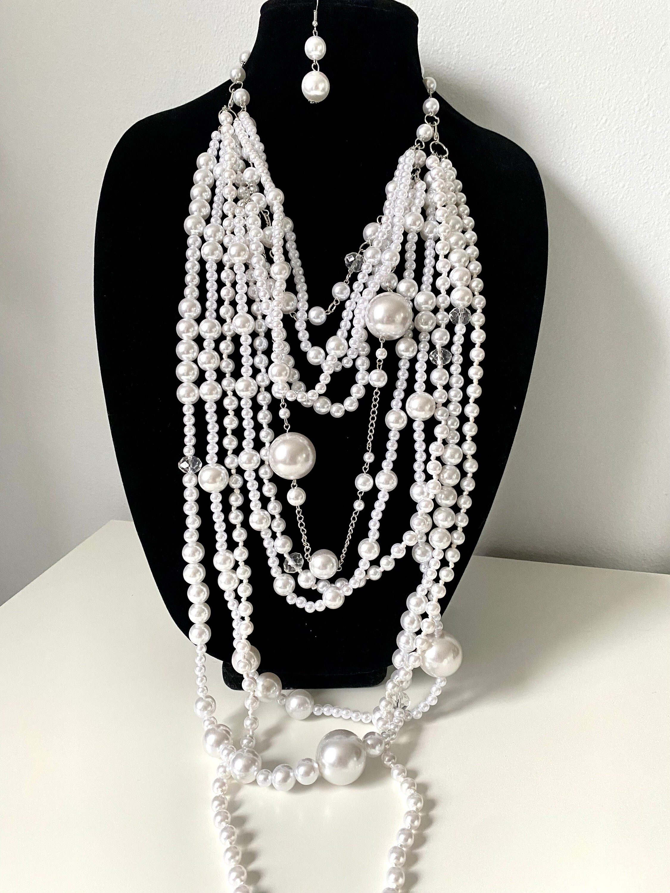 White pearl shop long chain