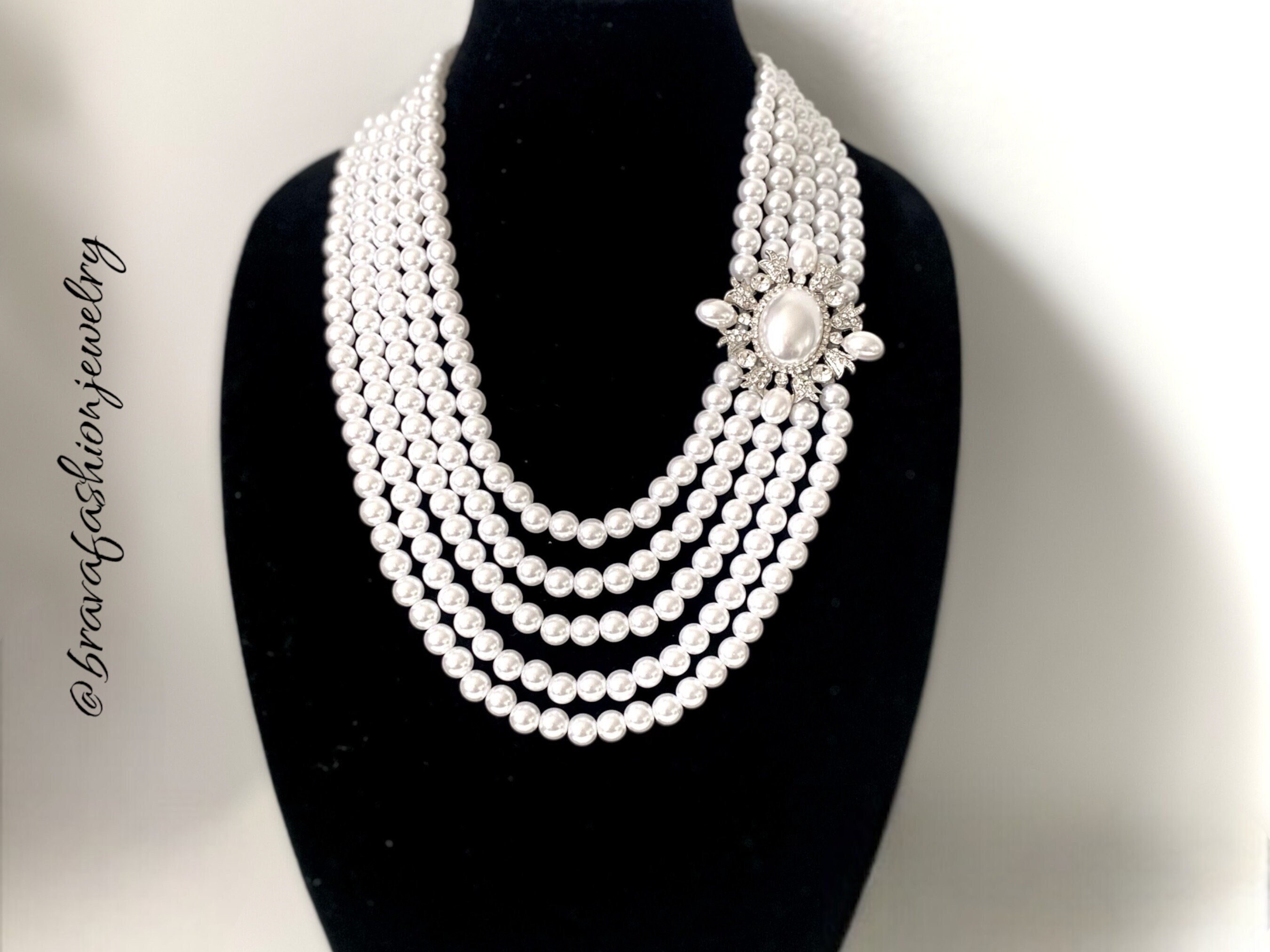 ★VINTAGE HOLLYWOOD★ Margaret Pearl Layered NecklaceVH25NNN Double Strand Pearl Necklace Old Hollywood Vintage Jewelry