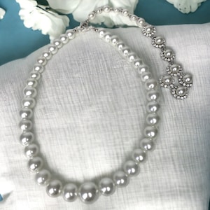 Back necklace, white pearl necklace, back drop wedding necklace, back attachment for necklace, back pearl necklace, prom statement necklace