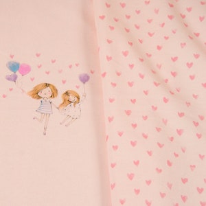 Hilco Jersey Girly Panel Girls with Balloons - Panel 45 x 150 cm