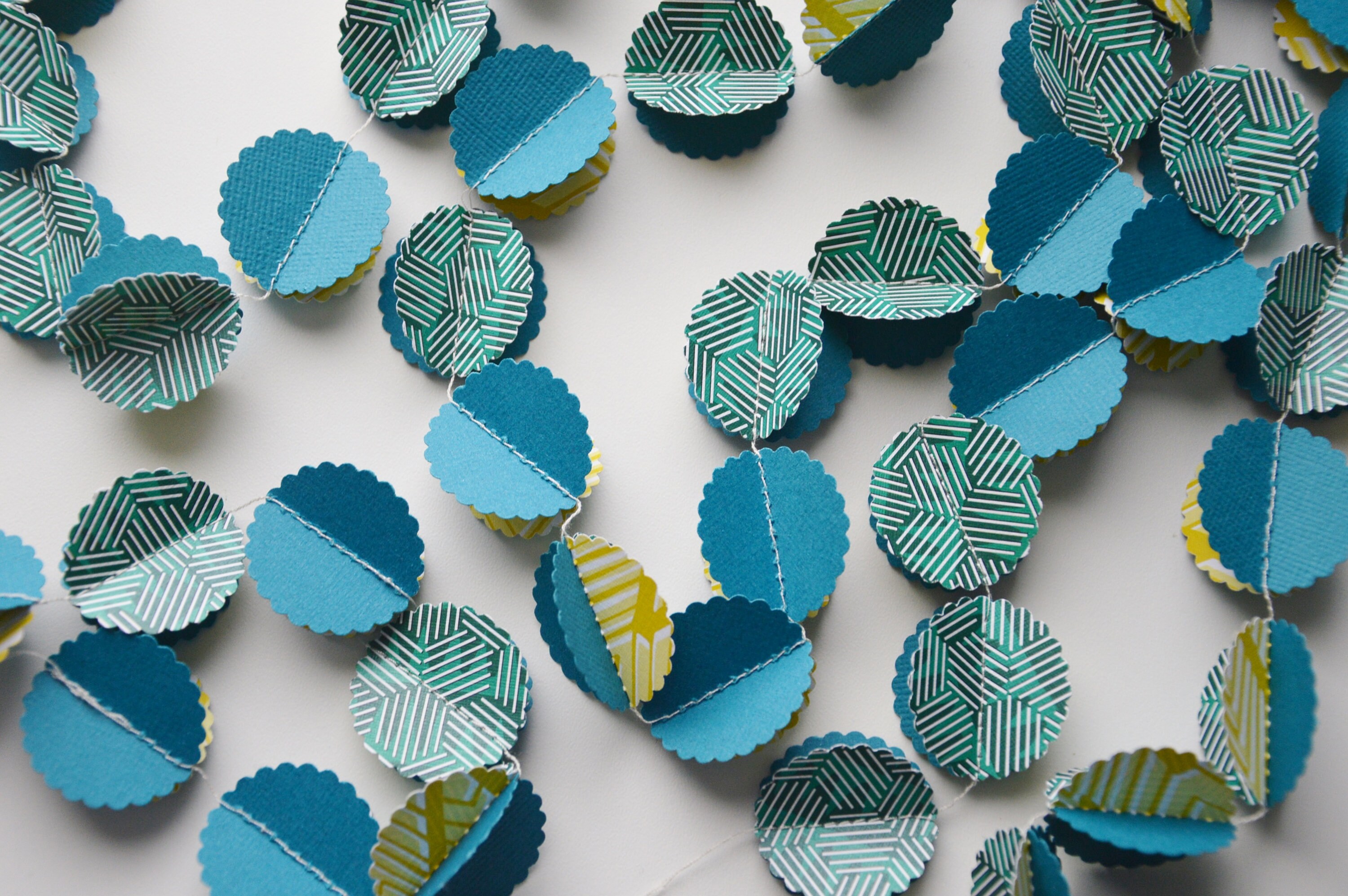 Guirlande Petites Fleurs Wax Bleue&jaune