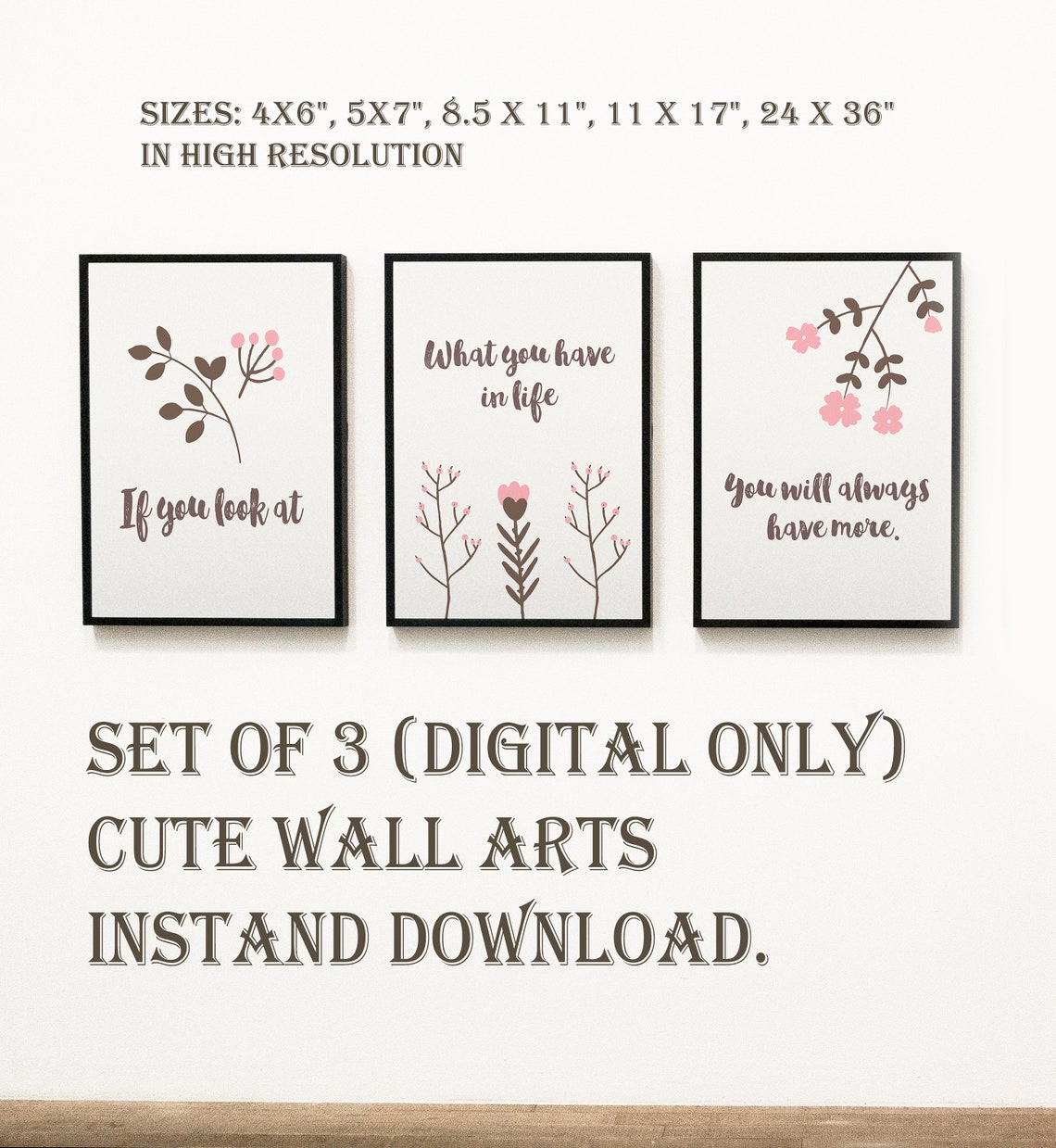 Cute Printable Wall Arts With Inspirational Quotes Etsy