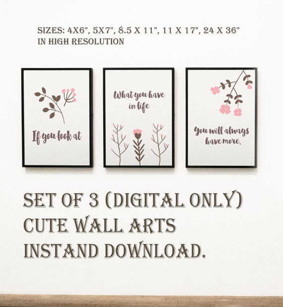 Cute Printable Wall Arts With Inspirational Quotes Etsy