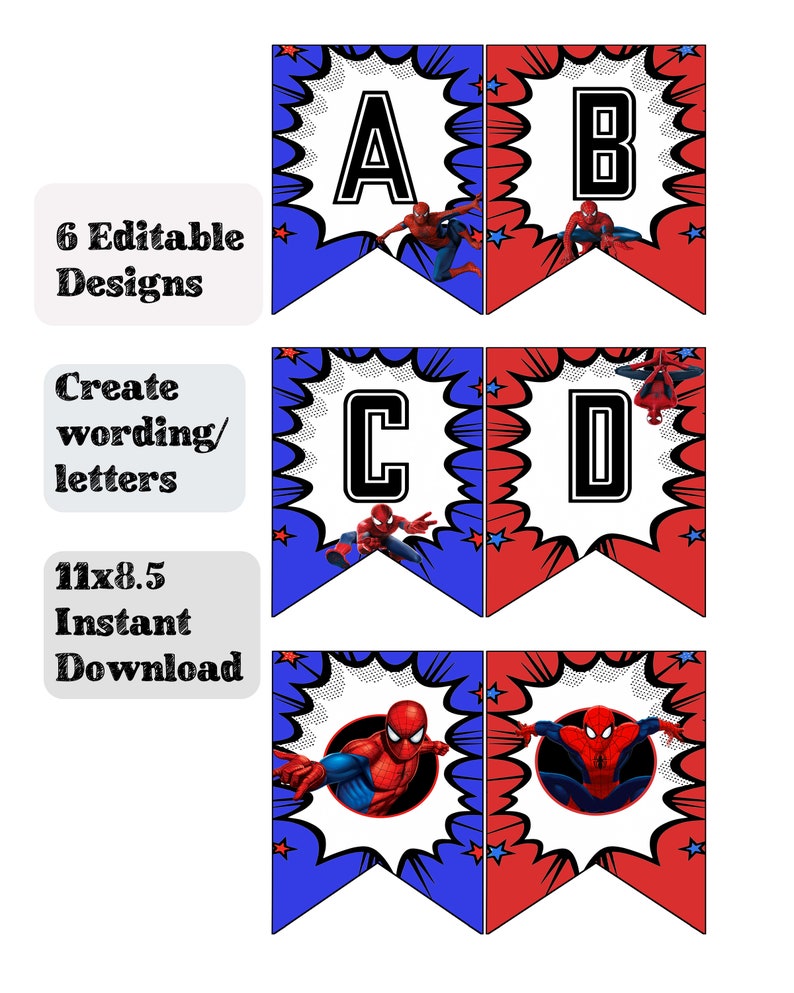 Spiderman Birthday Banner Printable Spiderman Birthday | Etsy