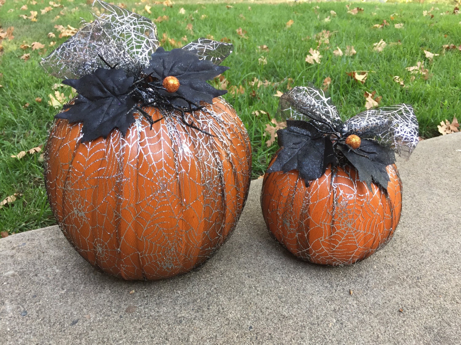 Customized Halloween faux pumpkins in tulle halloween decor Etsy