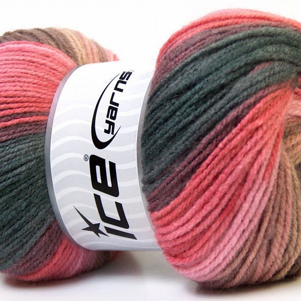 Yarn, Ice Magic Light Yarn, 33056,  Brown Shades, Pink Shades, Gray, DK Yarn