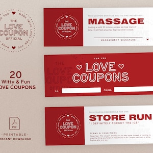 Love Coupons - Birthday or Anniversary Gift Idea: Printable Love Coupon Booklet, DIY Romantic Gift Idea, Love Gift Vouchers Digital Download