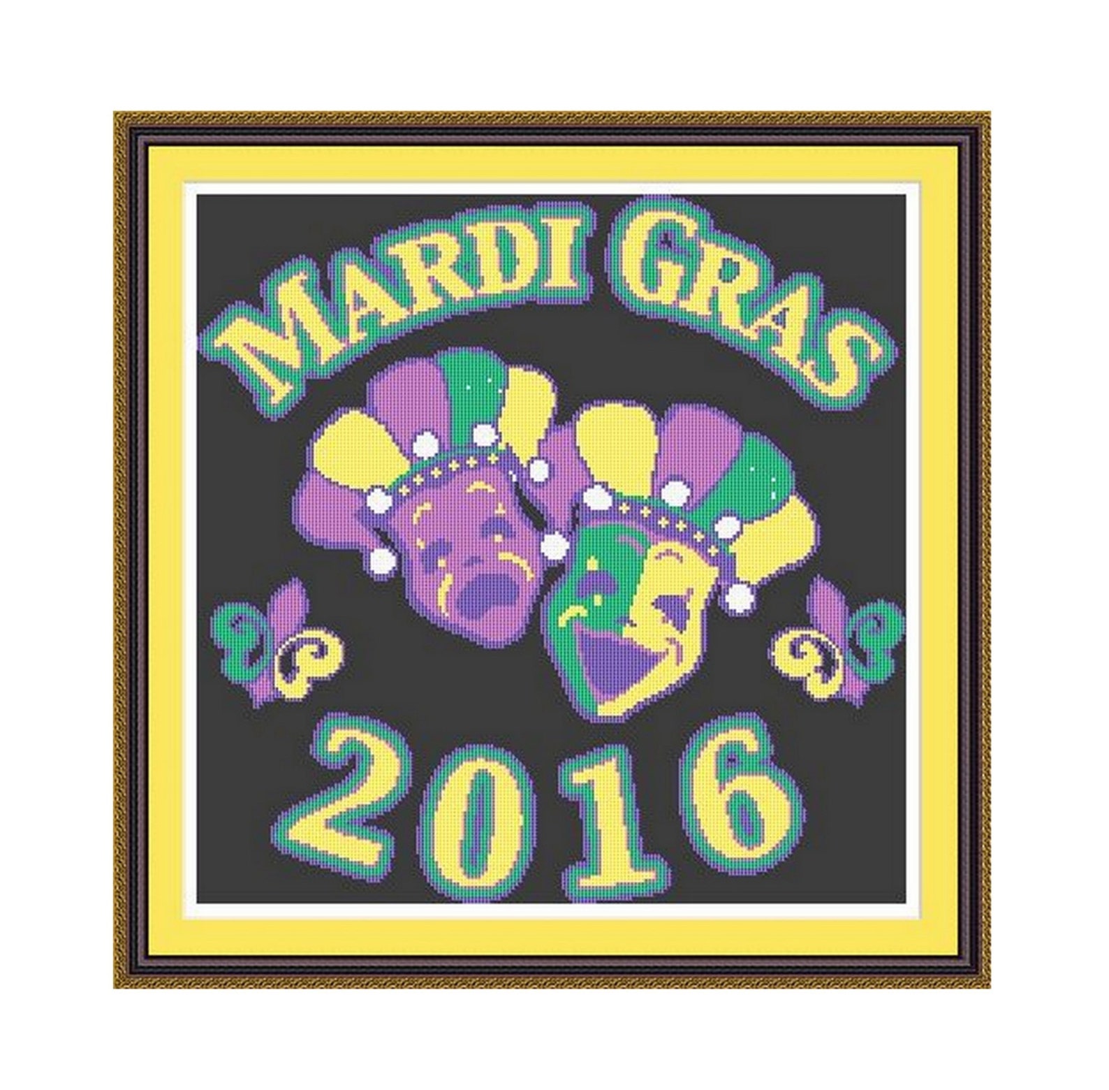 Cross Stitch Pattern Mardi Gras 2016 PDF Counted Cross Stitch - Etsy