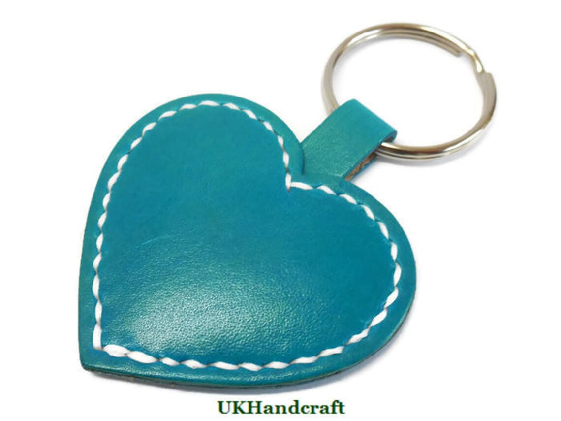 Valentine Gift Leather Heart Keychain Key ring Handmade from Etsy