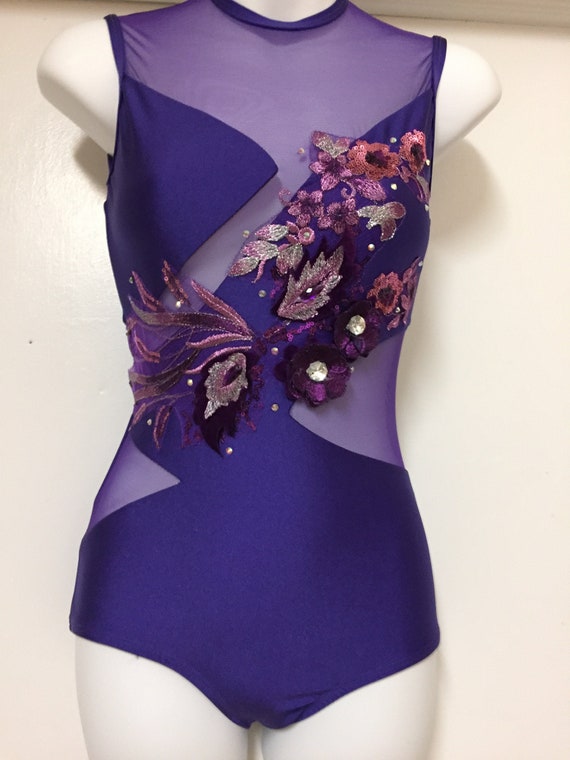 Competitive Dance Costume Leotard With Applique Bodysuit Etsy UK