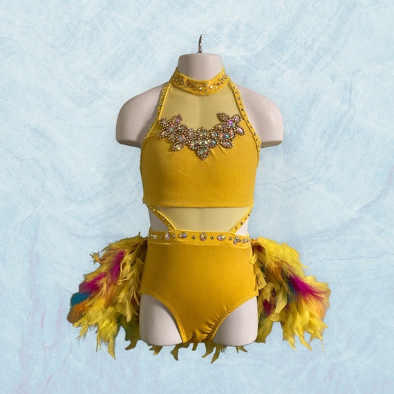 yellow lyrical dance dress NEW AXS pale ready-to-ship costume creating a mesmerizing visual spectacle Custom Dance Costume Yellow White/Gold