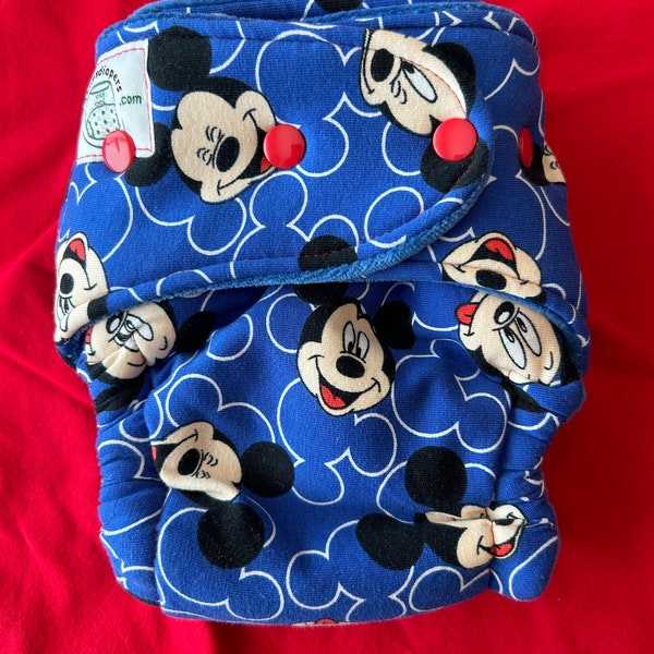 Mickey Mouse Hybrid Fitted Zorb Bamboo One Size Fold Down Rose Cloth Diaper