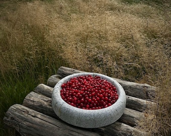 White Granite Plate, Rounded Minimalist Stone Dish (21cm)