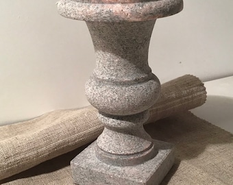 Granite Turned Vase, Soft form, Natural stone, For Flowers, Rustic style, Classical shape, Barococal Silhouette, Light Tone stone, Sculpture