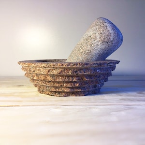 Stone Pestle and Mortar, Kitchen Herb Grinder, Unusual Design