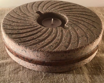 Big Millstone - Candle Holder, With Line, Natural Granite, Table Decor, Country House Interior, Rustic Style, Old Stonecarving, Latheturned